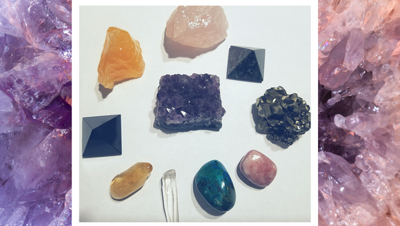 Various types of crystals and stones used for healing.