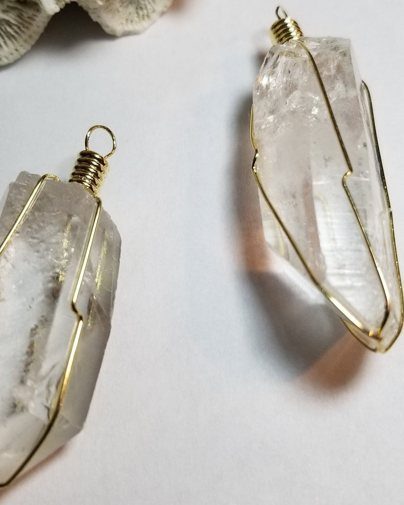 Wire Wrapped Clear Quartz Pendant, Natural Pendant - Phiyani Rue