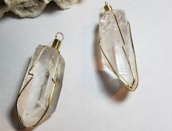 Wire Wrapped Clear Quartz Pendant, Natural Pendant - Phiyani Rue