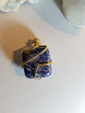 Wire Wrapped Lapis Pendant, Natural Pendant - Phiyani Rue