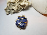 Wire Wrapped Lapis Pendant, Natural Pendant - Phiyani Rue