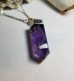 Polished Amethyst Point Pendant with chain, Natural Necklace - Phiyani Rue