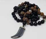 Tiger's Eye and Black Agate Beaded Necklace w/ Hematite for men, Men's Necklace - Phiyani Rue
