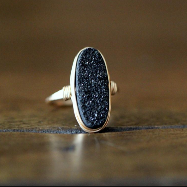 Eclipse Oval Druzy Statement Ring, Natural Rings - Phiyani Rue