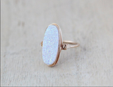 White Oval Druzy Statement Ring, Natural Rings - Phiyani Rue