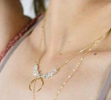 Herkimer Crescent  Necklace - 14K Gold, Natural Necklace - Phiyani Rue