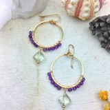 Purple and Green Amethyst Earrings-14K Gold, Natural Earrings - Phiyani Rue