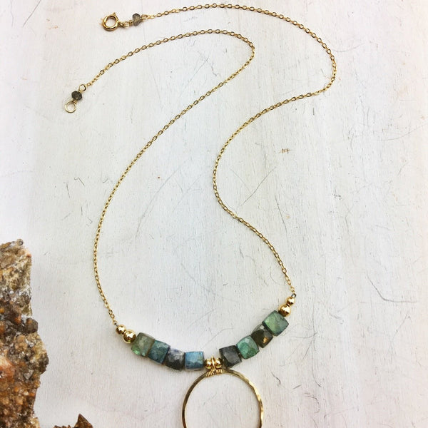 Crescent Labradorite Necklace -14K Gold, Natural Necklace - Phiyani Rue