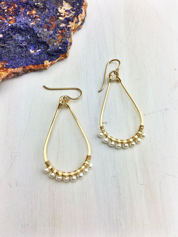 Hildur Pearl Hoop Earrings -14K Gold, Natural Earrings - Phiyani Rue