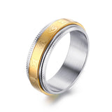 Sanskrit Om Mani Padme Hum Gold Rotating Blessing Ring (Unisex), Symbolic rings - Phiyani Rue