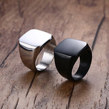 Solid Block Style Stainless Steel Men's Ring Black & Silver (Sizes 7-12), Men's Rings - Phiyani Rue