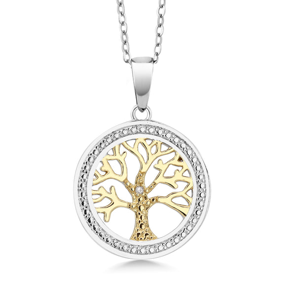 Tree Of Life Pendant Necklace with Natural Diamond Accent, Necklace - Phiyani Rue