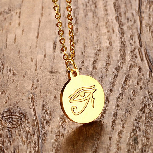 Eye of Horus Stainless Steel Gold-Plated Necklace, Symbolic Jewelry - Phiyani Rue