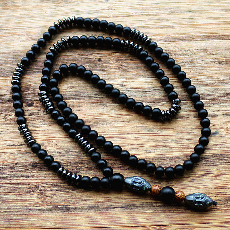 Black Onyx Lion Men's Beaded Necklace | Handmade in USA | Ebru Jewelry