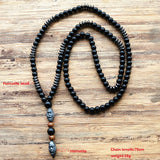 Matte Bead Necklace w/Hematite Carved ethnic Bead for Men,  - Phiyani Rue