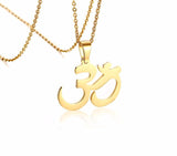 Om Pendant and Stainless Steel Necklace, Symbolic Jewelry - Phiyani Rue