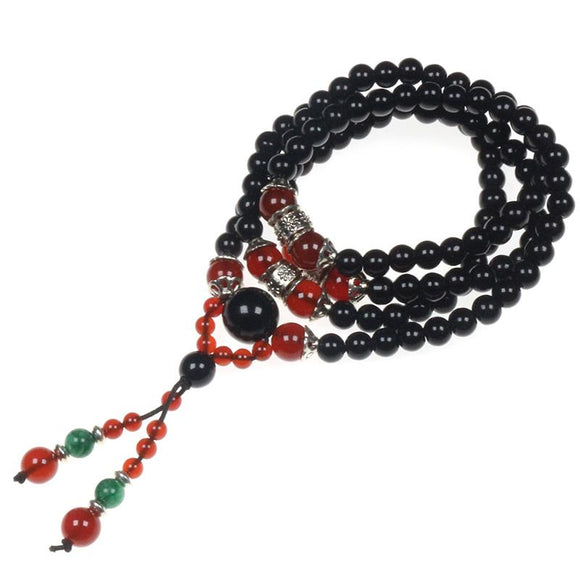Tibetan Mala Bracelets -108 Tiger Eye and Red Mala (Unisex), Natural Mala Necklace/Bracelet - Phiyani Rue