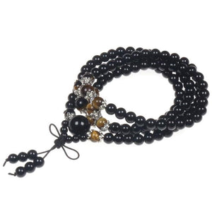 Tibetan Mala Bracelets -108 Tiger Eye and Red Mala (Unisex), Natural Mala Necklace/Bracelet - Phiyani Rue