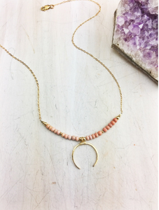 Rouge Kiss Crescent Necklace -14K Gold, Natural Necklace - Phiyani Rue
