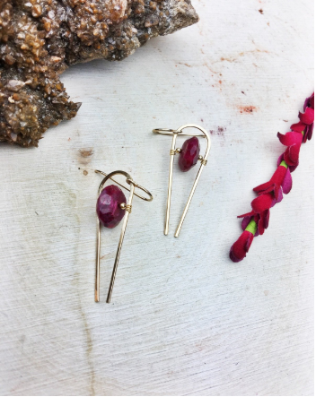 Ruby Rondel Earrings -  14K Gold, Natural Earrings - Phiyani Rue