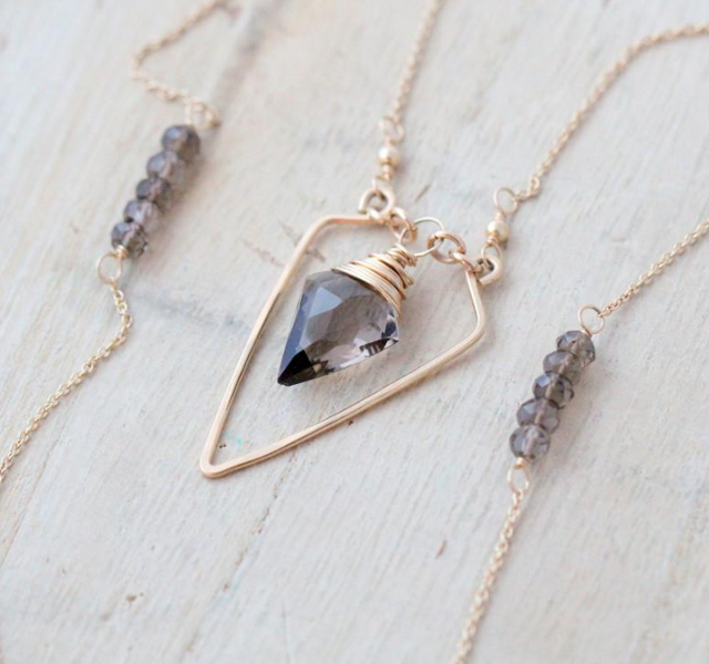 Spearhead Smoky Quartz Necklace, Natural Necklace - Phiyani Rue