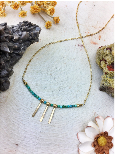 Ophelia's turquoise Necklace -14K Gold, Natural Necklace - Phiyani Rue